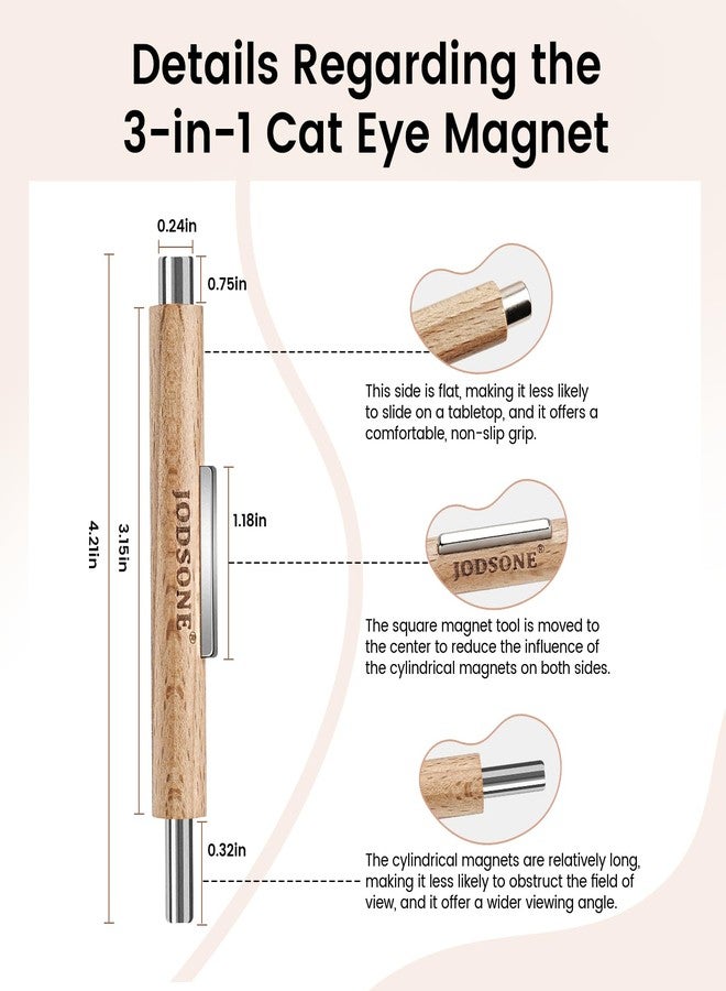 JODSONE 3-in-1 Cat Eye Magnet for Nails, Cylindrical & Square Magnets Nail Art Pens,Multi-Function Strong Magnet Nail Art Tool for Cat Eye Design DIY(Magnet Only, No Gel Included) - Image 5